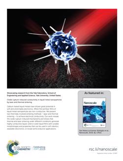 Rupture-induced conductivity in liquid metal nanoparticles by laser and thermal sintering, to create stretchable circuits